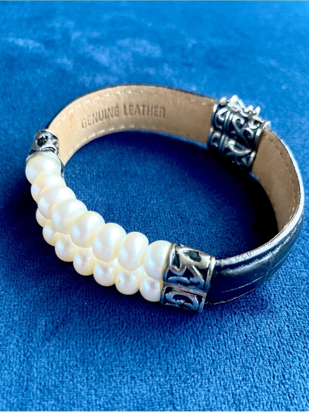 Honora Black Leather Double Row Freshwater Pearl Bracelet